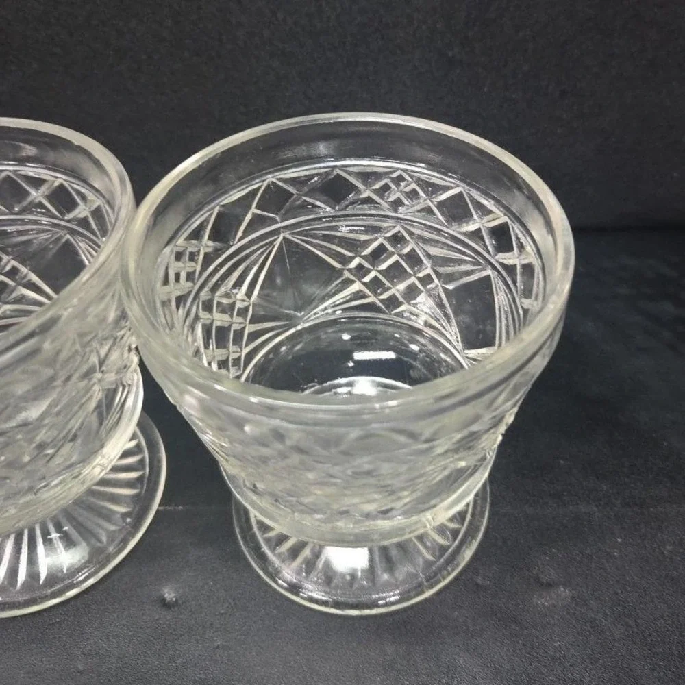 Hazel Atlas Gothic Sherbet Glasses, Set of 2, Peanut Butter Glass Dessert Dishes